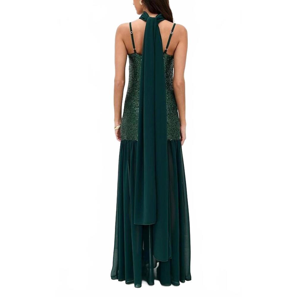 NEW SHOW ME YOUR MUMU dalia maxi dress in emerald sequins - Picture 3 of 5